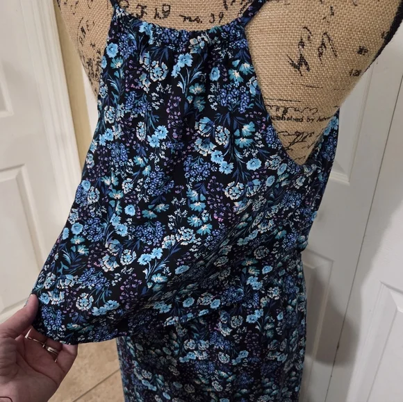 Lauren Conrad Floral Blue Maxi Dress Size L - Picture 7 of 14
